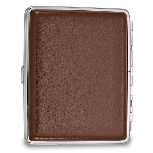 Personalized Cigarette Case Black or Brown Leather Covered