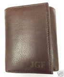 Personalized Mens Wallet Deluxe Brown LeatherTrifold Engraved Groomsman Monogram