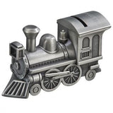 Personalized Pewter Finish Silver Train Bank - Engraved Free