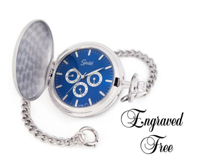 Pocket Watch Pesonalized - Speidel Quartz Silver Finish Engraved Free-Warranty